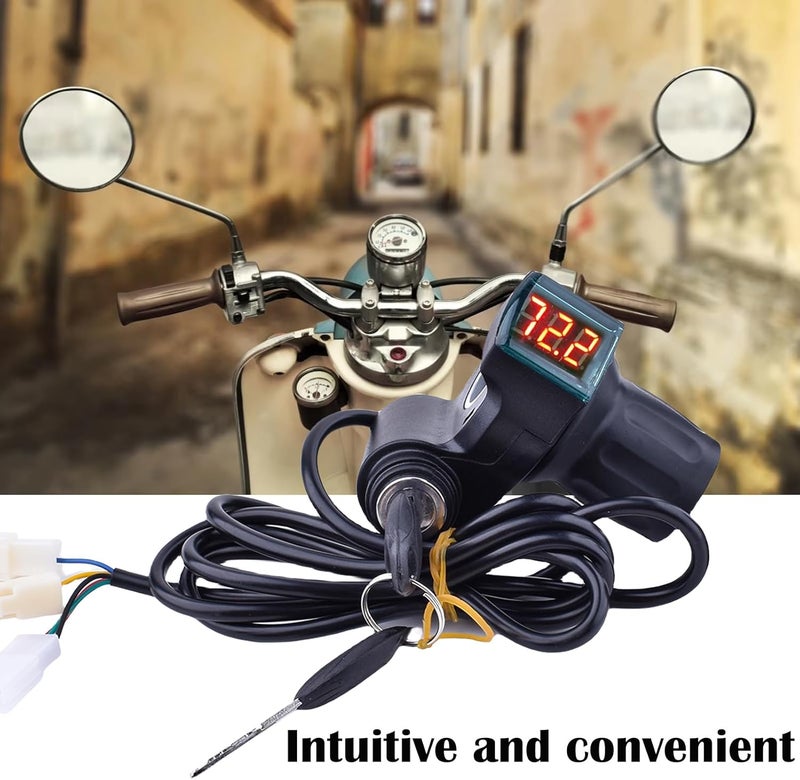 doinal Electric Twist Throttle Grips, Electric Scooter Three Speed Throttle Handlebar, LED Battery Voltage Display Electric Bike Throttle Accelerator Aluminium Speed Control - Image 3